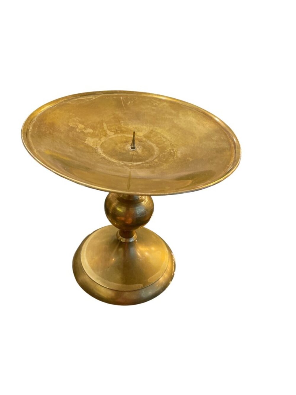 Vintage Large Solid brass table top candle holder sz 6.5"x6.5"x4" SKU 10-151